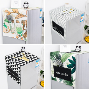 冰箱盖布防水加厚棉麻洗衣机罩防晒防尘微波炉盖布单双开门冰箱罩