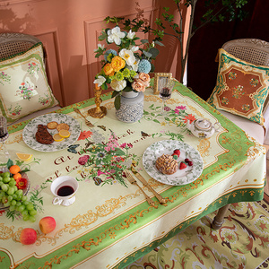 浪漫法式雪尼尔防水桌布奢华美式田园油画风格餐桌台布防烫茶几布