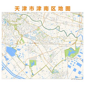 天津市津南区地图 高清定制2019城市街道交通卫星办公会议室挂图