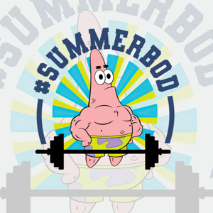 夏季动漫蟹老板派大星举杠铃纯棉短袖t恤男夏季宽松锻炼运动上衣