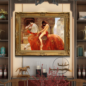 欧式手绘高档油画骑马裸体女人物画客厅装饰画玄关沙发墙世界名画