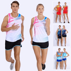 新款夏季田径服套装男女训练短跑运动背心短裤马拉松跑步速干队服