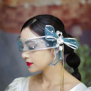 日韩手工新娘化妆比赛假面舞会网眼纱面纱面罩万圣节派对饰品情趣