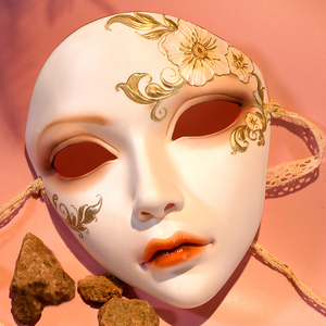 魂作物面具女全脸虞美人彼岸花cos道具汉服中国古风情趣舞会假面