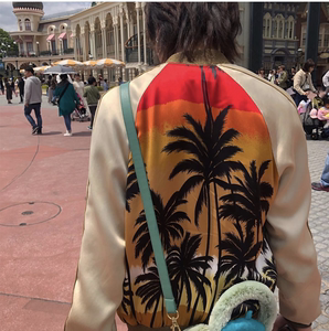 欧美潮牌 slp椰树夹克棒球服 经典丝绸黄昏高街男女款外套潮牌