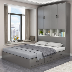 带衣柜一体组合双人床