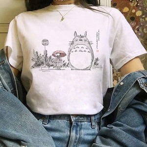 Totoro Studio Ghibli T Shirt Women 日本卡通动漫龙猫印花T恤女