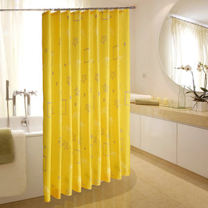 黄色装饰挂布浴帘卫生间挡水洗澡帘卧室窗帘涤纶布料柜门遮挡帘子