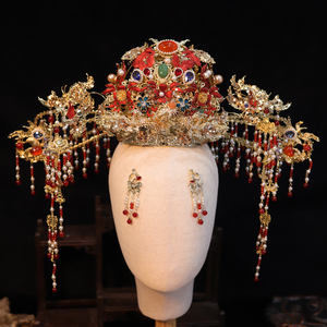 汉唐婚礼凤冠古风中式霸气古装饰品皇后大婚汉服头冠新娘结婚发饰