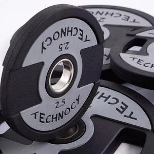 泰诺健哑铃片杠铃片pu奥片包胶健身房家用大孔男女举重2.5-25kg