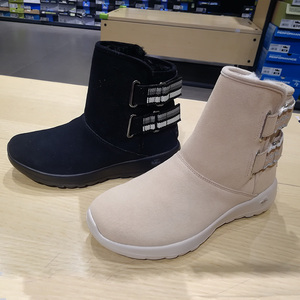 skechers斯凯奇女鞋中筒真皮运动棉鞋加绒加厚保暖雪地靴女16614