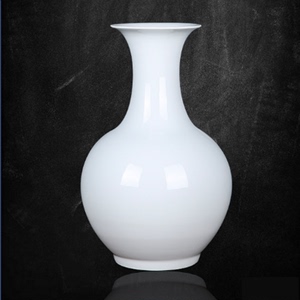 景德镇陶瓷全白色插花小花瓶赏瓶瓷器客厅居家摆件样板间中式装饰