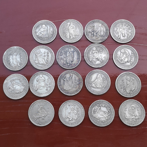 古玩铜钱收藏仿古铜银元银圆古代十八罗汉仿真银圆铜板件