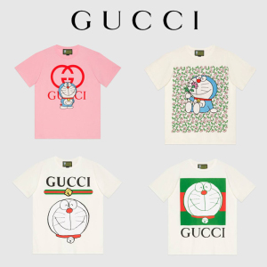 代购gucci/古驰短袖女21新款哆啦a梦联名t恤古奇机器猫半袖男上衣