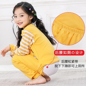 女童宝宝纯棉大码儿童连体睡衣薄款空调服春秋夏天护肚子女孩长袖