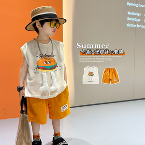 男童卡通背心套装夏季2024新款儿童装洋气韩版宽松薄款无袖两件套