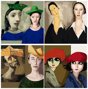 diy数字油画 抽象人物角色淡彩手工丙烯填色手绘装饰画 映像人物