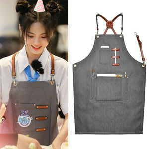 中餐厅杨超越同款围裙张亮赵丽颖黄晓明牛仔帆布男女咖啡厅工作服