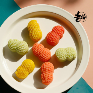 迷你花生按压式立体3d绿豆糕广式冰皮桃山皮月饼烘焙甜品创意模具