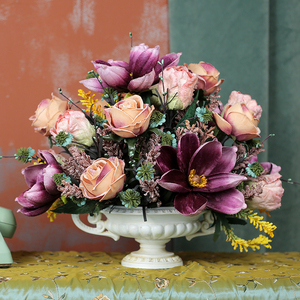 欧式桌花复古假花创意摆件酒店高档插花客厅仿真花家居奢华摆设品