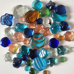 六一礼品彩色玻璃珠散珠五彩玻璃石鹅卵石头鱼缸造景装饰海星弹珠