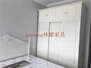 重庆家具 韩式白色带顶滑门衣柜 欧式带罗马柱带顶柜 1.6米1.8米