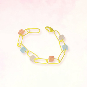 足金别针糖果手链 黄金糖果手链纯金方糖手链 琉璃