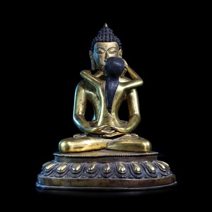 纳喜之拾尼泊尔铜鎏金普贤王如来佛教用品佛像古玩收藏佛堂