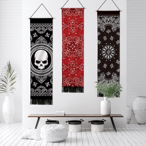 潮流创意腰果花布艺墙面装饰挂布美式乡村田园复古挂画流苏挂毯