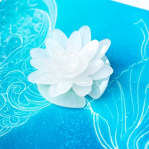 diy饰品配件材料 立体荷花荷叶热缩片切片 手工裁片 一套价 发簪