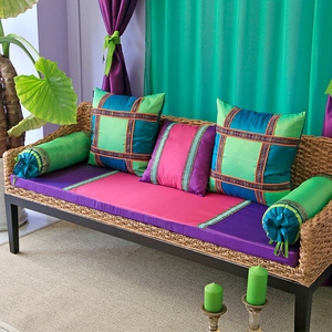 东南亚印度风情紫色玫红装饰海绵垫沙发垫坐垫窗台飘窗垫座垫定制