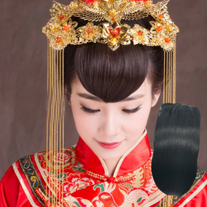 古风刘海汉服新娘影楼假发造型古装秀禾服百搭桃心斜刘海桃形发片