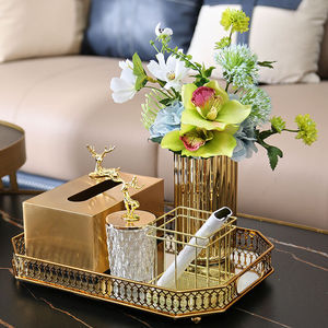 现代轻奢风高级感黄铜色纸巾盒北欧简约家用客厅餐厅抽纸盒装饰品