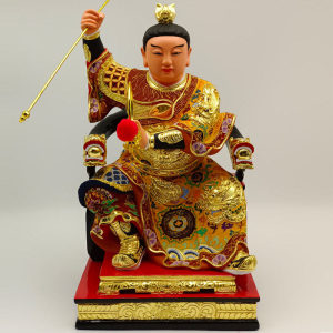 哪吒三太子摆件中坛元帅神像中式客厅国风供奉摆放香樟木雕彩绘