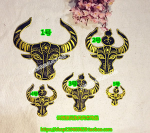 带背胶刺绣布贴牛头图 民族服饰配件辅料 实物拍照