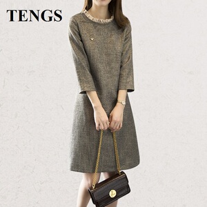 tengs/滕氏女装官方旗舰店专柜正品代购早春季新款轻熟名媛连衣裙