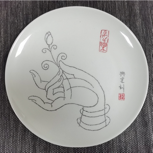 纯手工景德镇白瓷雕刻瓷盘摆件高档艺术装饰客厅摆盘玄关高雅饰品