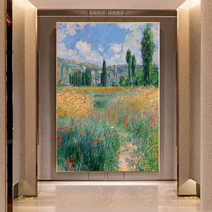 莫奈世界名画圣马丁岛上的小路手工油画别墅玄关挂画印象派装饰画
