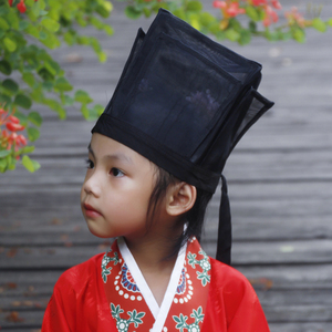 墨绯汉服现货包邮儿童童装汉服帽子东坡巾四方巾网纱布料男女款