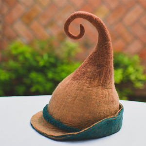 蘑菇梦原创手工羊毛毡帽子成人儿童巫师魔法精灵帽森系圣诞节巫帽