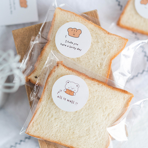 ins风可爱小熊面包贴纸烘焙甜点切片吐司包装盒袋子封口装饰标签