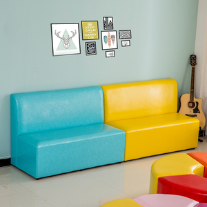 椅子家长休息区沙发凳儿童区软沙发可订制小沙发长条沙发带靠背皮