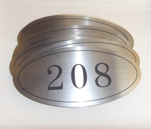 拉丝银双色板雕刻号码牌椭圆门牌数字牌防水床位号单元号牌房间号