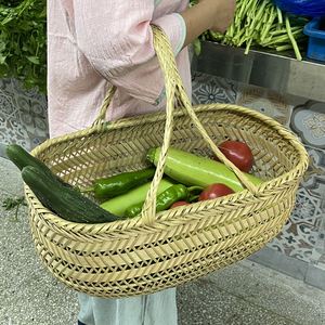 竹编菜篮子手工老式手提