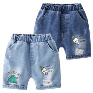男童牛仔短裤夏季2024年新款宝宝洋气卡通印花小孩外穿儿童五分裤