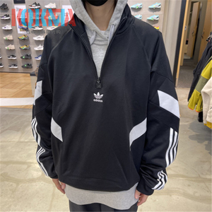 阿迪达斯Adidas三叶草男女美式复古半拉链套头衫卫衣长袖 HK7336