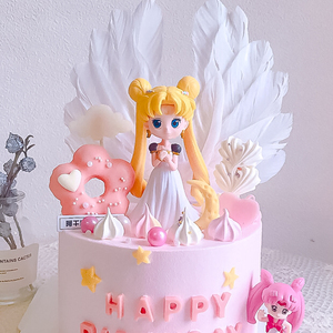 卡通美少女战士生日蛋糕摆件水冰月q版 大眼睛烘焙甜品月野兔公主