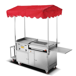 手推车多功能扒炉小吃车商用油炸推车夜市手抓饼铁板烧流动摆摊车