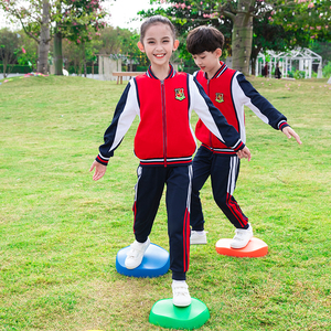 中小学生红白校服春秋装运动服套装幼儿园园服老师开幕式班服定制