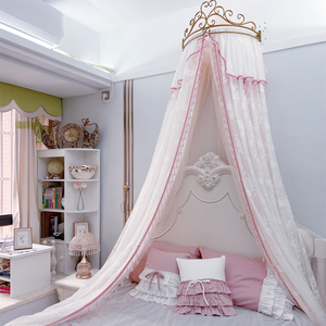公主蕾丝床幔北欧风简欧床帘小清新少女心床头帘装饰纱儿童房蚊帐